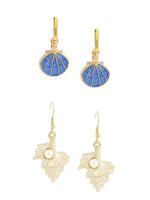 El Regalo 2 Pair Cute Enameled Dangle Studs Earrings Combo for Kids/Girls/Teens & Women- Bright Colors Shell-Flower- Heart-Pearls-Stars Charms Earrings (Option-1)