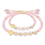 El Regalo Mother Daughter Matching Bracelet Set for 2 | Mama Mini Bead Bracelets | Mommy and Me Adjustable Heart Bracelet Set | Pink Crystal Beaded Mom-Daughter Bracelet for Women Girls (Mini-Mama)