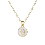 El Regalo Personalized Name Initial Letters Pendant Necklace-Enamelled Name Initials Pendant with Stainless Steel Chain (Q),Gold