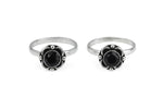 El Regalo Flower Toe Rings For Women | Stones Toe Rings | Oxidized German Silver Flower Toe Rings Set with Stones (1 Pair) for Women (Black Stones)