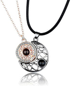 El Regalo BF Magnetic Sun Moon Matching Couple Necklace Set- Best Friend 2 PCs Necklaces Set for Besties/Best Friends/Couples (Gun Black & Golden) For Unisex Adult