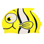 El Regalo Cartoon Fish Swimming Caps for Kids/Girls/Boys (4-16 Years Age Group)- Silicone Waterproof Stretchy Swimming Caps for Girls Boys for Long & Short Hair (Yellow)