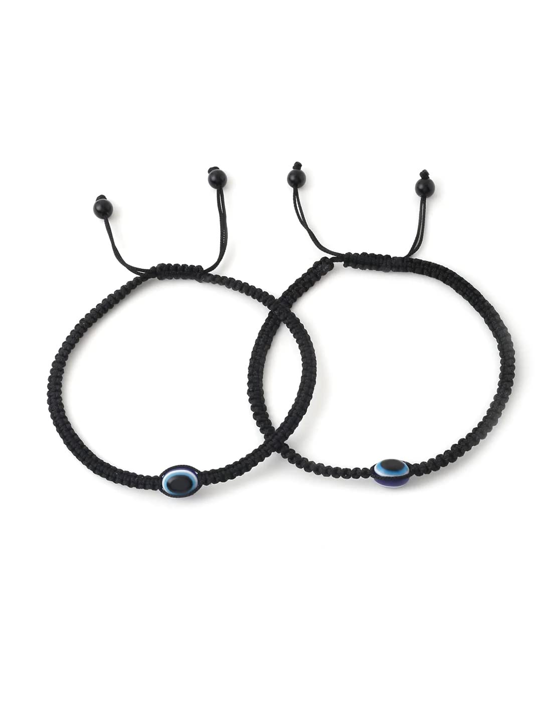 El Regalo 1 Pair Evil Eye Adjustable Thread Anklet for Girls & Women- Nazaria Thread Anklets Set (One Evil Eye Bead)