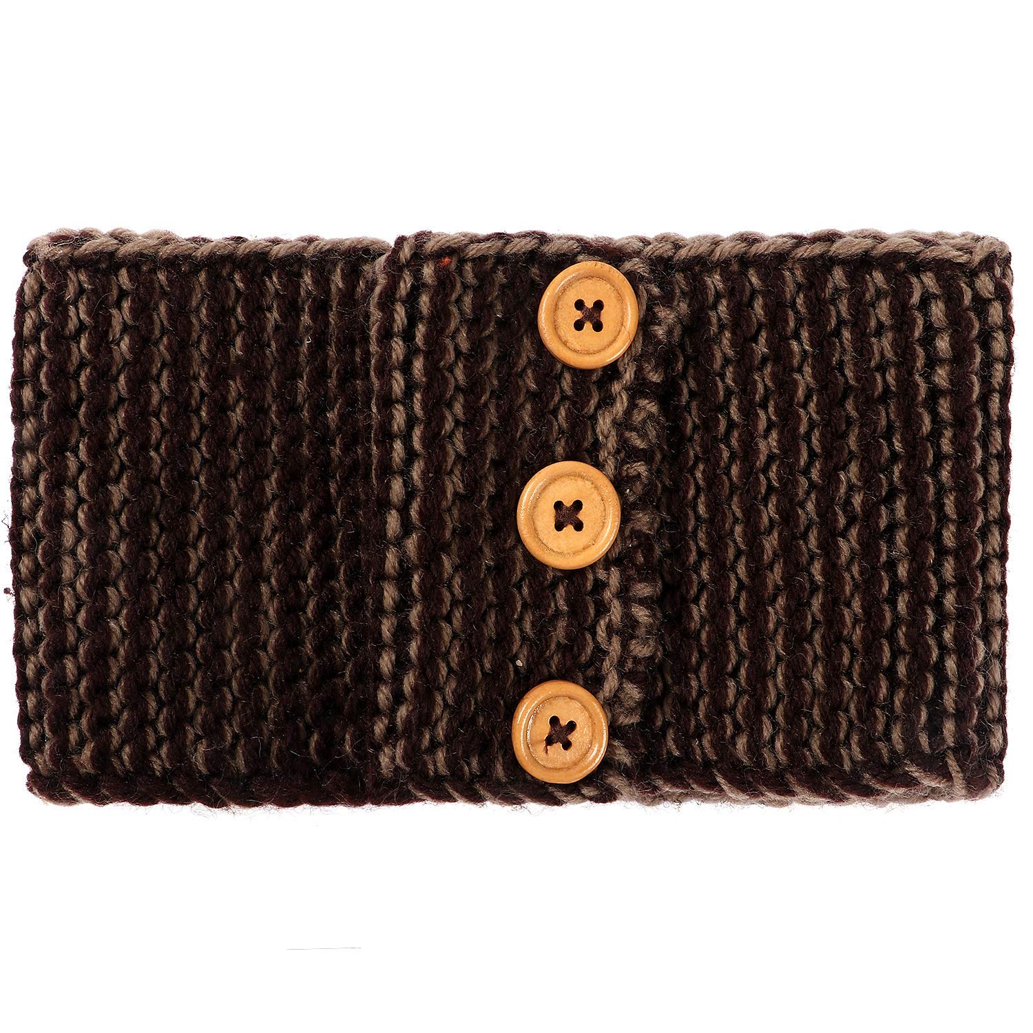 El Regalo 1 PC Knitted Headband with Button Warm Crochet Chunky Ear Warmer for Women | Knitted Headwrap Headband Ear Warmer Hair Muffs Band (Brownish)