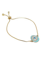 El Regalo 1PC Evil Eye Adjustable Bracelet for Girls & Women- Zircon Evil Eye Chain Bracelet- Valentines Day Gift for Her (Firozi Evil Eye)