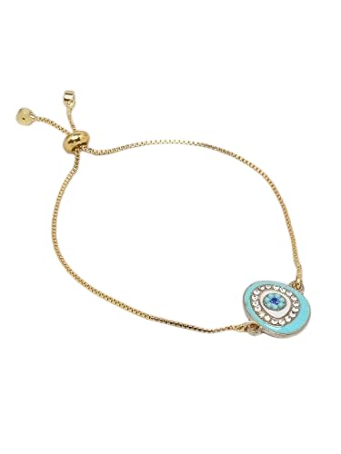 El Regalo 1PC Evil Eye Adjustable Bracelet for Girls & Women- Zircon Evil Eye Chain Bracelet- Valentines Day Gift for Her (Firozi Evil Eye)