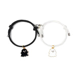 El Regalo 2 Pcs Quirky Ghost Pendant Bracelets Set, Lovely Ghost Enamel Charm Unisex Bracelets for Girls, Boys, Men, Women Friendship BFF Jewelry (Option-1)