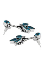 El Regalo 925 Silver Plated Vintage Stones Stud Earrings for Women & Girls (Ocean Blue)