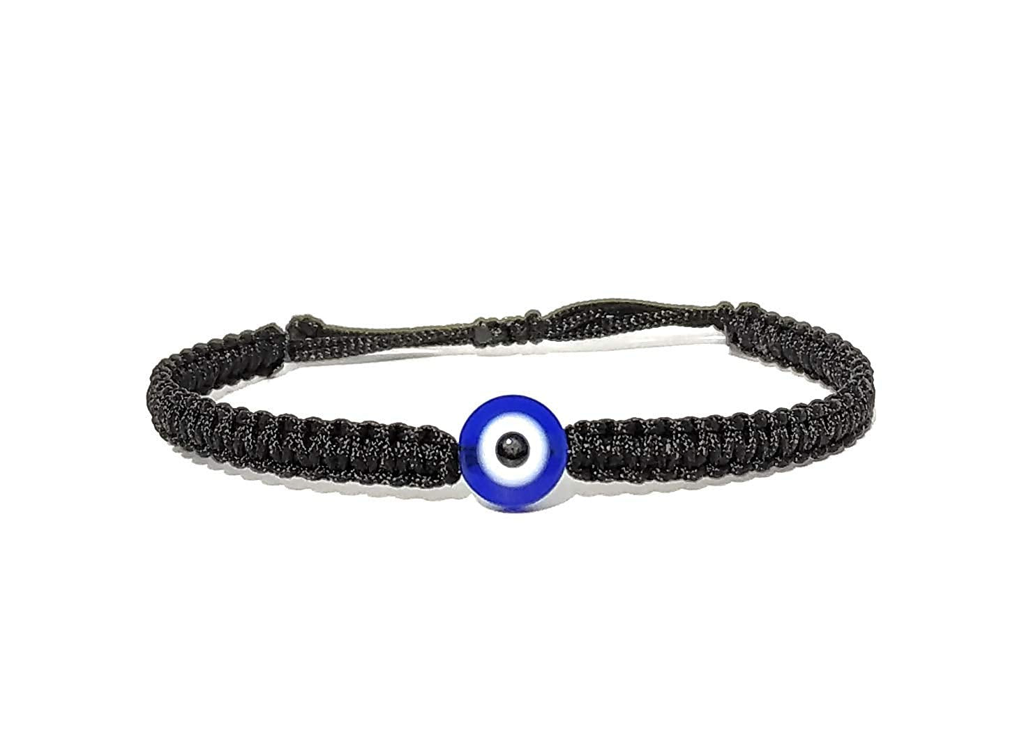 El Regalo Evil Eye Hamasa Hand Red String Unisex Bracelet Macrame Braided with Blue Lucky Eye to Ward Off The Evil Eye (Black) For Unisex Adult