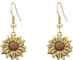 El Regalo Vintage Sunflower Earrings- Bohemian Sunflower Hook Earrings for Girls & Women (Golden)