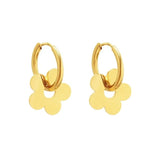 El Regalo Cute Stainless Steel Flower Huggie Hoop Earrings for Girls & Women- Anti-Tarnish, Waterproof Daisy Floral Hoops