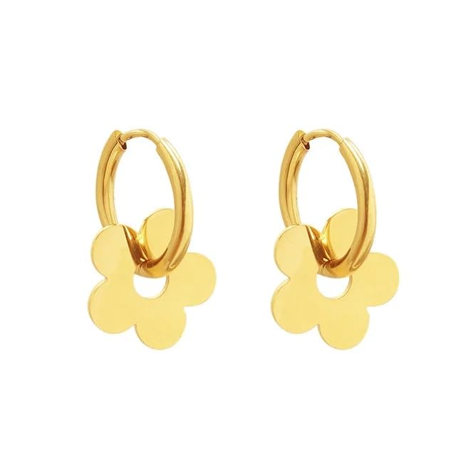 El Regalo Cute Stainless Steel Flower Huggie Hoop Earrings for Girls & Women- Anti-Tarnish, Waterproof Daisy Floral Hoops