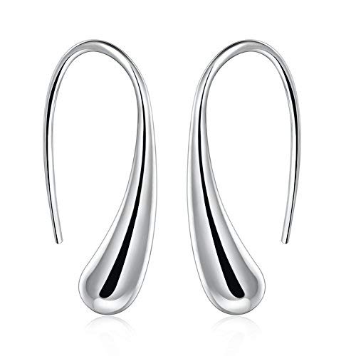 El Regalo Luxury Stainless Steel Teardrop Earrings for Girls/Women - Anti-Tarnish, Trendy, Minimalist Dewdrop Earrings with 18K Gold Plating (Silver)
