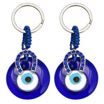 El Regalo 2 Pcs Turkish Evil Eye Keychain Blue Eyes Charms Key Ring Good Luck Keychain Metal Eye Beads Pendants for Women Men