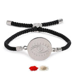 El Regalo 1PC Evil Eye Stainless Steel Rakhi for Bhaiya/Bhai/Brother- Anti Tarnish/NO Rust/Waterproof Rakhi with Roli Chawal, Message Card in Rakhi Gift Box (Silver Evil Eye)