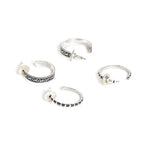 El Regalo 2 Pairs Tribal Oxidized Half Hoop Earrings, Huggie Earrings- Hammered Bohemian Oxidized German Silver Baali Earrings (Option-2)