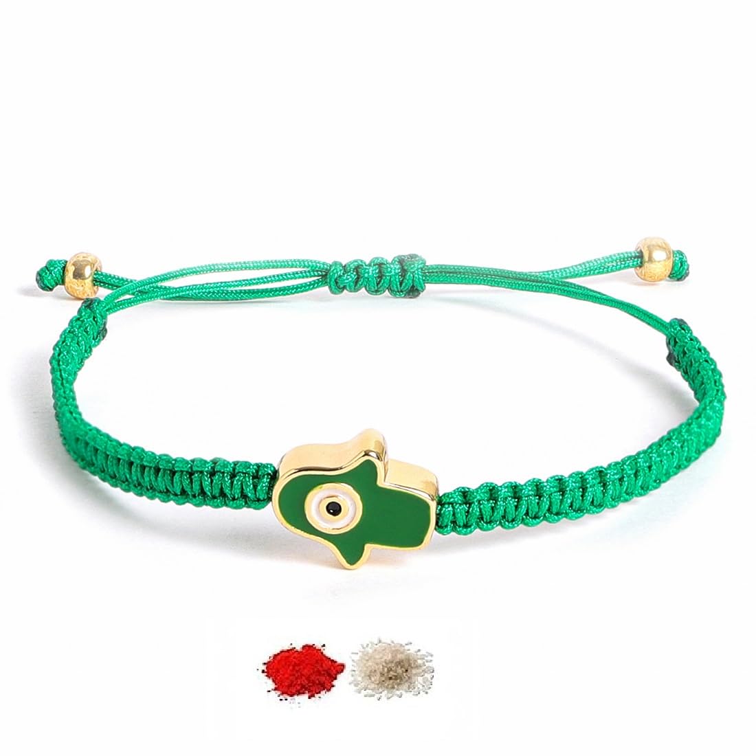 El Regalo 1 PC Hamsa Hand Evil Eye Nazaria Rakhi for Brother- Fancy Evil Eye Rakhi Gift Box with 1 PC Rakhi, Shagun Pack & Rakhi Message Card in Rakhi Gift Box (Green Hamsa Rakhi)