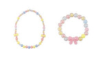 El Regalo Girls' Necklace & Bracelet Jewelry Set For Kids & Baby Girls | Safe & Soft for Skin (Bow Beads)