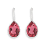 El Regalo 925 Silver Plated Brass Hook Earrings with Bright Stones for Women & Girls- Valentines Day Gift (Rose Pink)