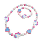 El Regalo Kids/Toddlers/Girls Wooden Beads Handmade Necklace & Bracelet Jewelry Sets (1 Necklace & 1 Bracelet): Kids Princess Jewelry Set (Unicorn Heart Kids Jewelry Set)