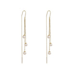 El Regalo Modern Sui Dhaga Threader Earrings for Women - Minimalist Long Pull Through Chain Earrings - Light Dangle Needle Threaders for Multiple Piercings, Sensitive Ears (Pearls Threader)