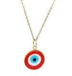 El Regalo Big Evil Eye Handmade Glass Lamp work Unisex Pendant Necklace for Men, Women, Girls & Boys | Evil Eye Pendant Necklace (Red Golden)