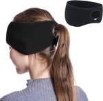 El Regalo 1PC Winter Fleece Ponytail Headband- Ear Warmer/Earmuff Headbands with Ponytail for Men, Women, Girls, Boys Fleece Ear Warmers Headband for Cold Weather Ski Yoga (Black)