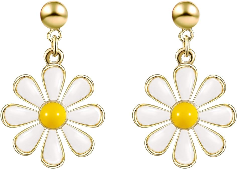 El Regalo 1 Pair Daisy Flower Earrings for Girls & Women- Cute Flower Earrings (Style-5)