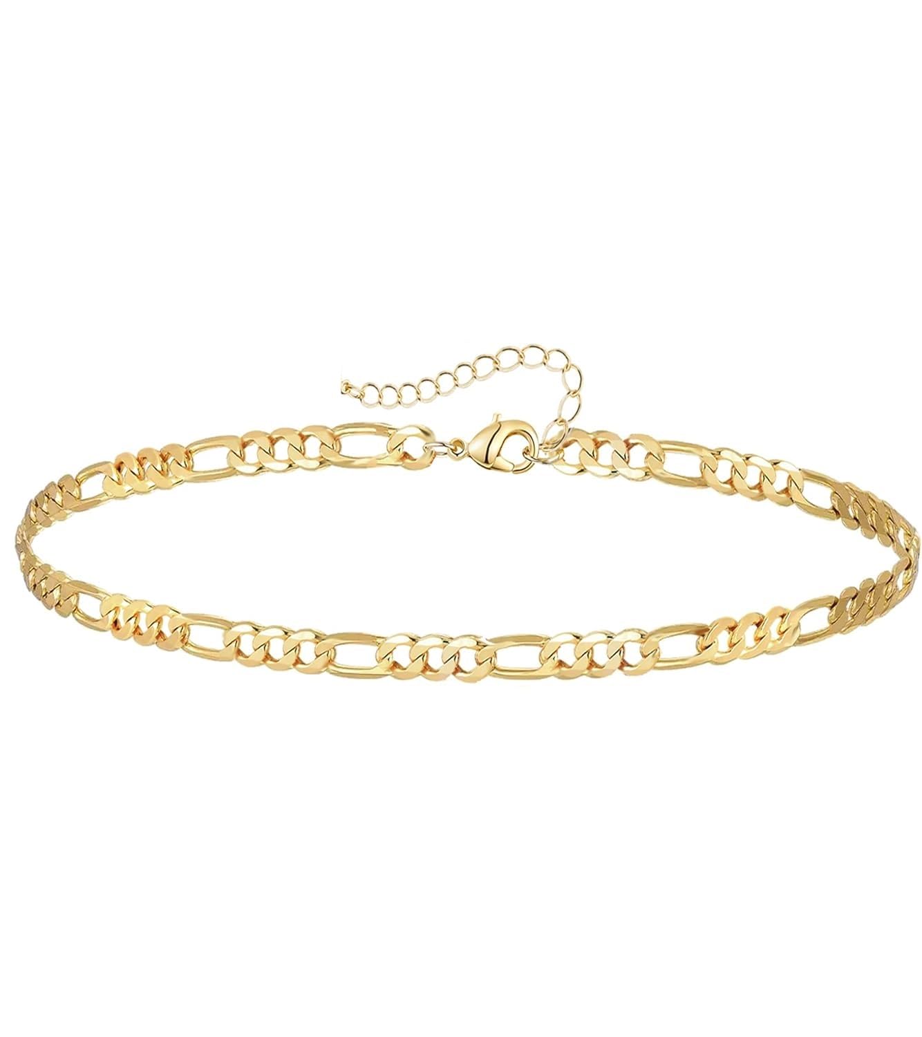 El Regalo Sleek Waterproof Chain Bracelet- Stainless Steel Figaro Cuban Chain for Girls & Women (3mm Width)