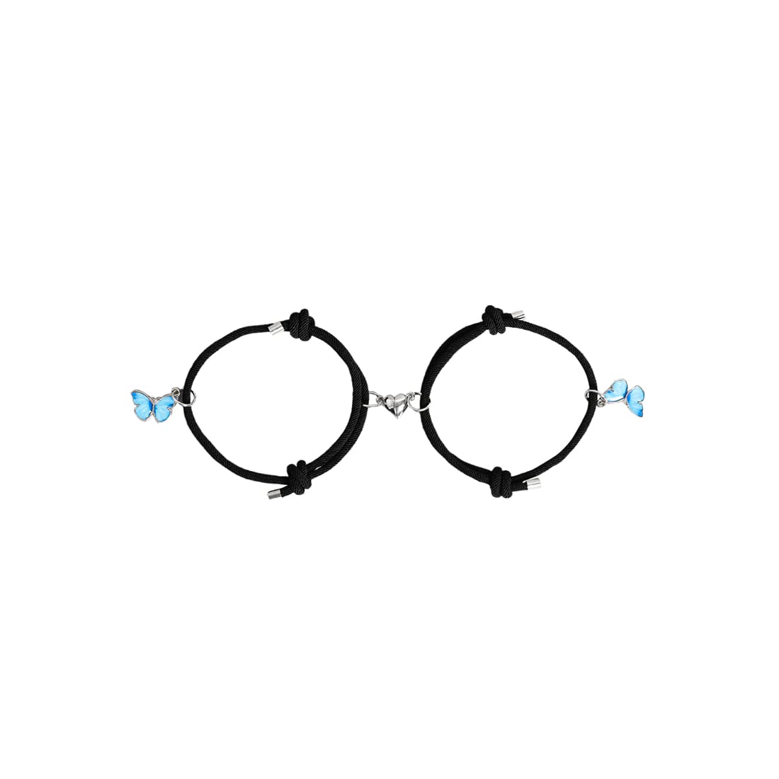 El Regalo 2Pcs Bf Magnetic Heart Butterfly Bracelets For Best Friends/Besties - Butterfly Relationship Matching Bracelet Set Attraction Rope Bracelets For Unisex Adult (Ligh Blue Butterfly Bracelet)