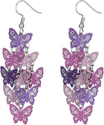 El Regalo Women's & Girl's Butterfly Earrings Mix Color Bohemia Style Long Drop Dangle Hook Earrings, Fashion Style Butterfly Earrings (Gradient Blue)