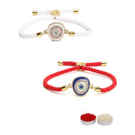 El Regalo Fancy 2PCs Evil Eye Rakhi Set for Brother with Roli Chawal & Rakhi Message Card - Lucky Protection Rakhi to Avoid Negative Energies for Brother/Sister-in-Law/Niece or Nephew (Option-2)