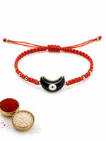 El Regalo Evil Eye Bracelet Rakhi for Brother with Roli Chawal in Gift Box (Red with Blue Evil Eye)