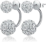 El Regalo CZ Double Disco Balls Front Back 2-in-1 Stud Earrings for Girls & Women - Shambhala Rhinestone Ball Jacket Earrings - Sparkling Cubic Zirconia Studs with Elegant Dual-Wear Design
