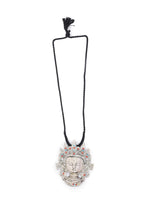 El Regalo Women & Girls Big & Bold Ma Durga Face Pendant Necklace- Handmade Goddess Durga Thread Boho Tribal Neckpiece for Navratri Celebrations (Black)