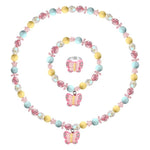 El Regalo 3PCs Kids Butterfly Stretch Necklace, Bracelet & Ring Set for Girl/Toddler- Princess Jewelry Accessories for Girls