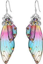 El Regalo Gorgeous Butterfly Wings Earrings - Handcrafted Colorful Austrian Crystal Hook Earrings for Women & Girls | Fantasy Fairy Dangle Earrings | Elegant Jewelry (Multi with Silver Finish)