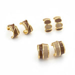 El Regalo 3 Pairs Fashion Maillard Drip Glaze Half Hoop Stud Earrings Combo for Girls & Women - Elegant Gold Plated Modern Enamel Small Hoop Earrings Set (Beige Brown Tones)