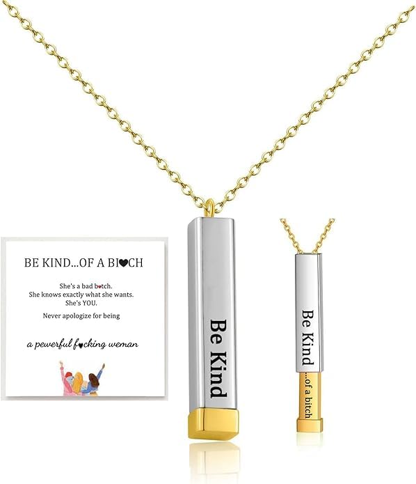 El Regalo Stainless Steel Be Kind Of A Bi*ches Hidden Message Necklace for Girls & Women- Best Friends Sorority Sisters Friendship Jewelry