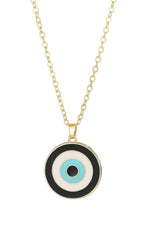 El Regalo 1 PC Evil Eye Enamel Protection Necklace for Girls & Women | Gold Plated Fashion Evil Eye Necklace (Black Evil Eye)