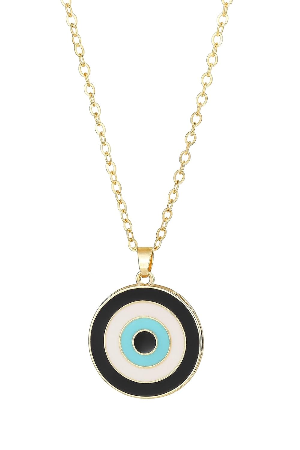 El Regalo 1 PC Evil Eye Enamel Protection Necklace for Girls & Women | Gold Plated Fashion Evil Eye Necklace (Black Evil Eye)