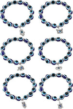 El Regalo 6 PCs Unisex Evil Eye Bracelets with Charms- Butterfly, Elephant, Hamsa Hand, Turtle, Eye & Owl