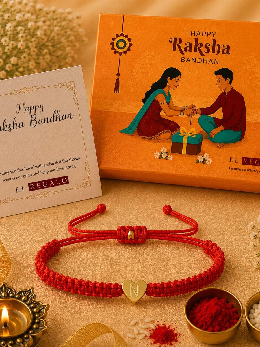 El Regalo Red Ethnic Rakhi Dori Unisex Rakhi-Adults - N letter