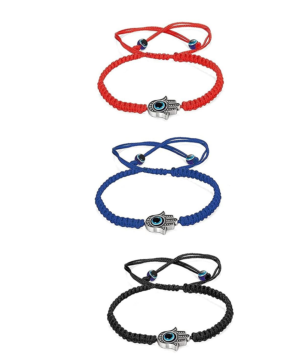 El Regalo 3 PCs Evil Eye Hamsa Hand Bracelets | Good Luck and Protection Evil Eye Hamsa Nazar Adjustable Unisex Bracelets for All (Hamsa Hand Bracelets)