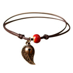 El Regalo 1 Leg Anklet- Retro Bohemian Ceramic Bead Decor Hollow Bell & Leaf Charm Bracelet/Anklet for Girls & Women (Red)