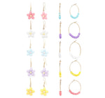 El Regalo 10 Pairs Earrings Combo Set- Colorful Flower Hoops and Hooks Earrings Set for Girls & Women (Style-1)