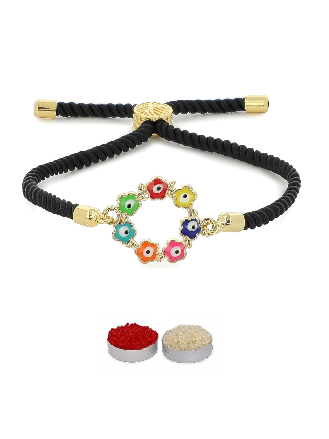 El Regalo Fancy 1PC Evil Eye Rakhi with Roli Chawal & Rakhi Message Card - Lucky Protection Rakhi to Avoid Negative Energies for Brother/Sister-in-Law/Niece or Nephew (Style-1)