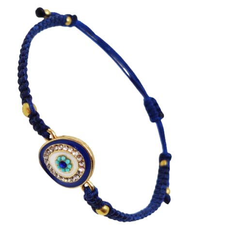 El Regalo 1 PC Evil Eye Bracelet - Designer Evil Eye Charms Handmade Unisex Adjustable Bracelets for All -Girls, Boys, Men & Women (Blue Rhinestone Evil Eye)