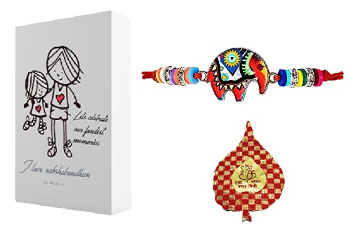 El Regalo beautiful Kids Rakhi for Boys & Girls Adjustable Kids Bracelet Rakhi with Butterfly/Heart/Cat/Elephant/Turtle/Flamingo and Other Charms (Elephant)