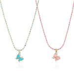 El Regalo 2 PCs Cute Best Friend BFF Pendant Colorful Chain Necklaces Set for Kids/Girls/Boys/Besties/Soul Sisters- Enamel Charms Pendant Necklaces Set for 2 (Bow Necklaces)